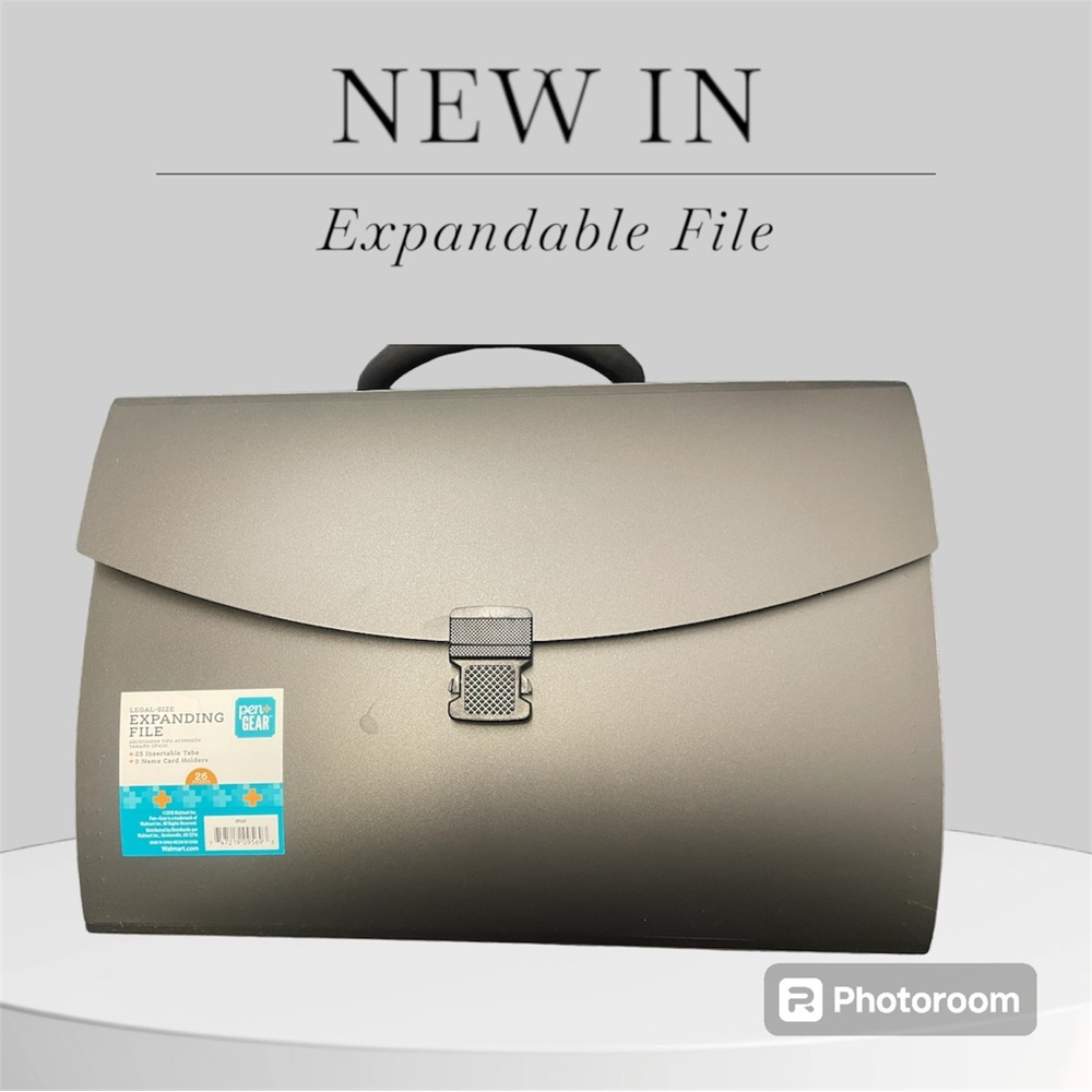 NWT Expandable File. Pen+Gear Legal-Size Expanding File. Black. 26 Pockets.